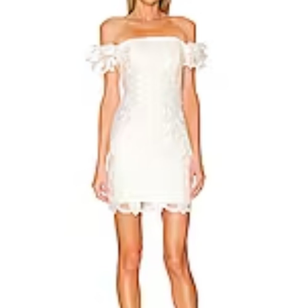 Milly Britton Guipure Lace Off The Shoulder Dress : White : Size 6